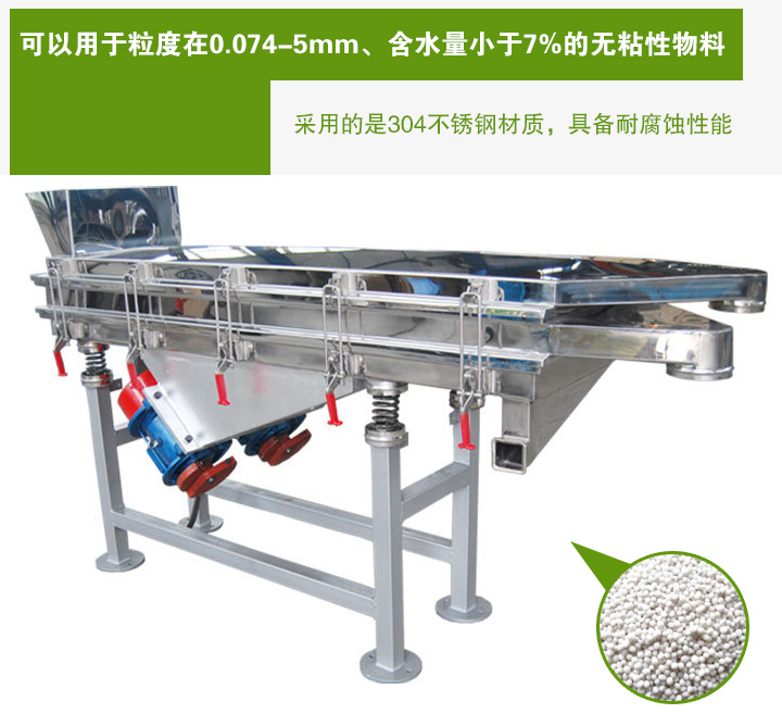 復(fù)合肥振動(dòng)篩采用的是304不銹鋼材質(zhì),具備耐腐蝕性能